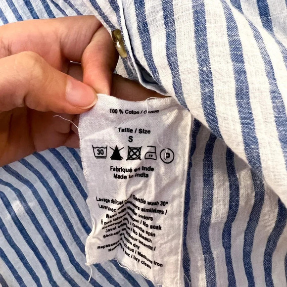 Leon & Harper 100% Cotton Lightweight Classic Collared Striped Preppy Shirt S - Picture 7 of 9